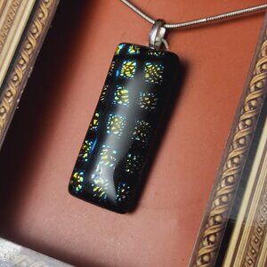 Dichoric ~ Glass Pendant Necklace ~ Fused Glass ~ NIB ~ Hand Made ~ In Gift Box